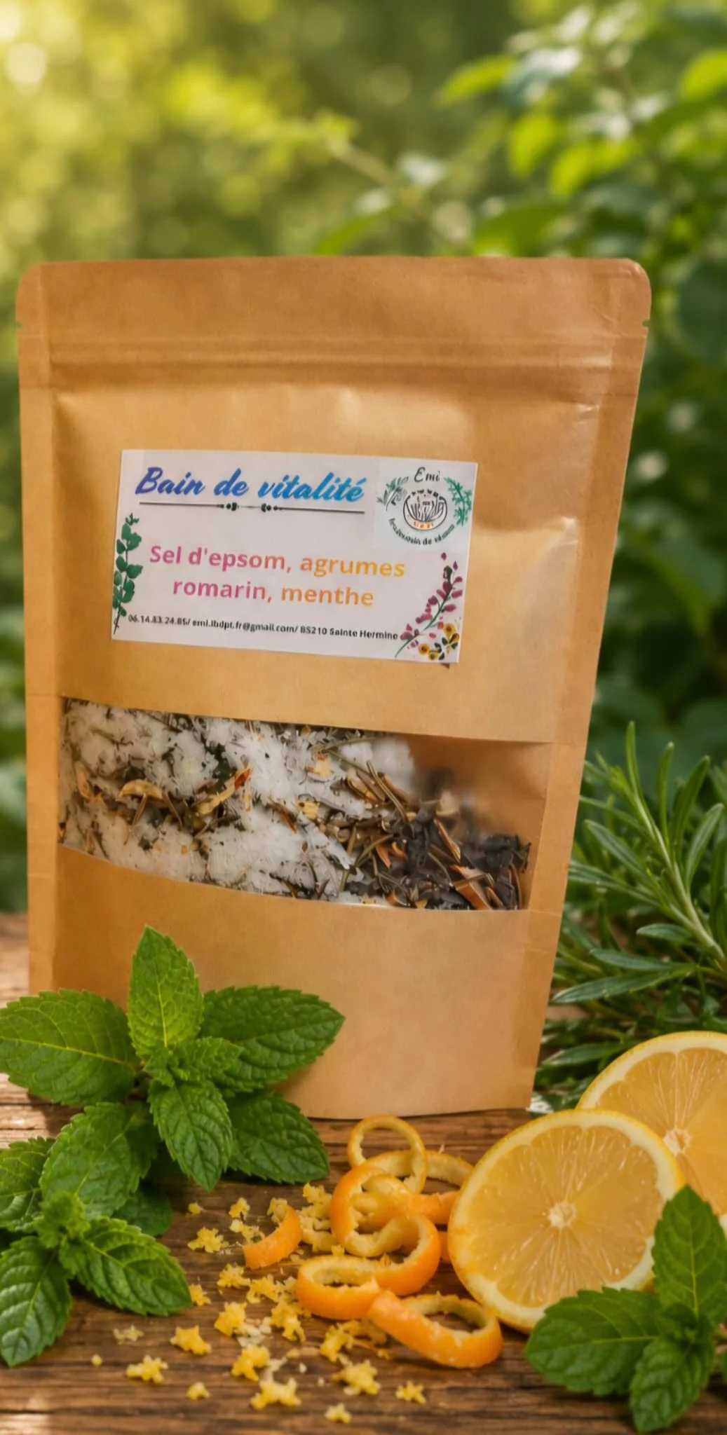 Bain de vitalité au sel d'Epsom, agrumes et romarin